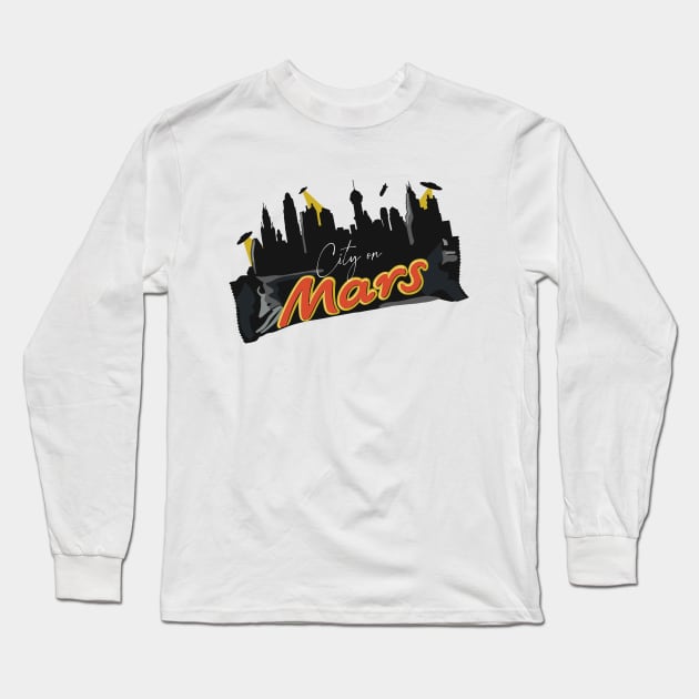 City on Mars with UFO's in the sky Long Sleeve T-Shirt by Fruit Tee